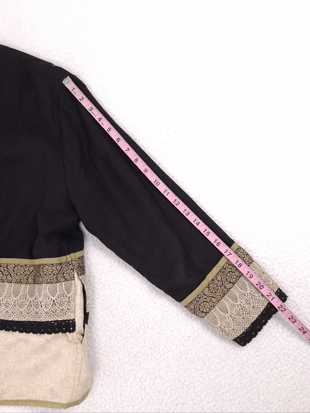 Coldwater Creek linen jacket boho art to wear floral embroidered mixed media - Picture 7 of 12